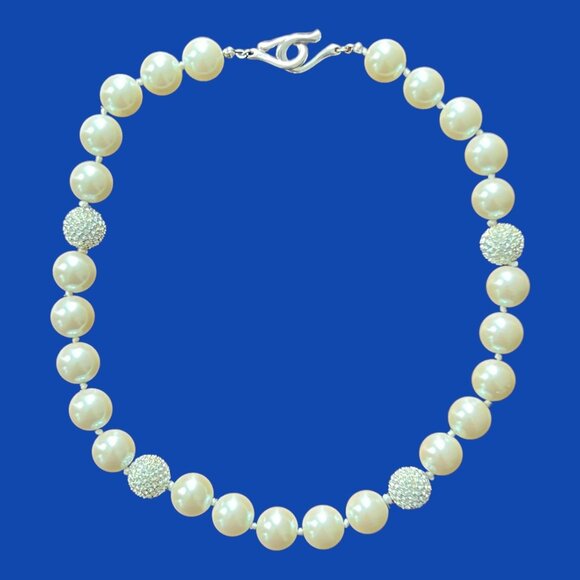 Carolee Jewelry - Carolee Choker Necklace Faux Pearl Rhinestone Wedding Bridal Prom Single Strand